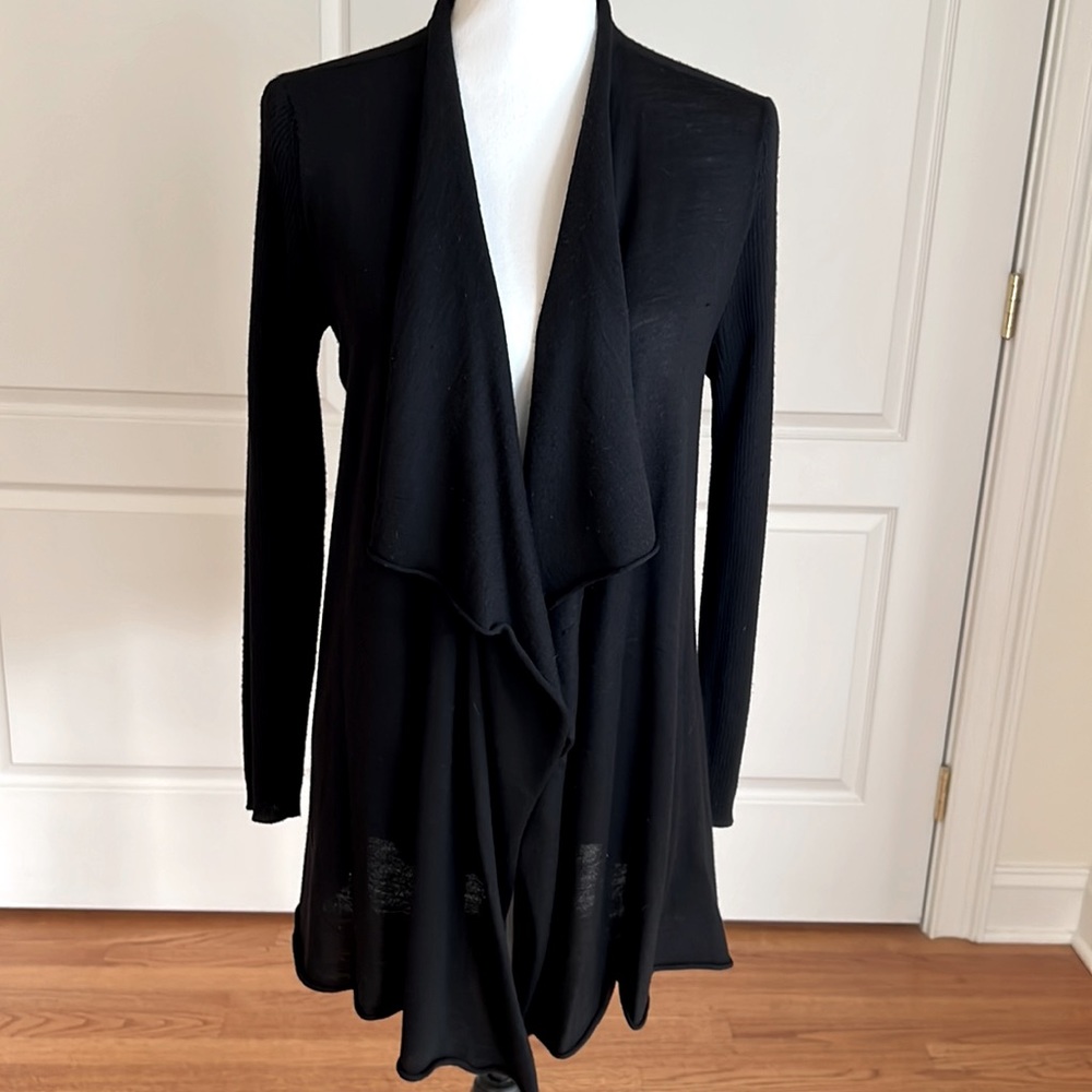 Eileen Fisher drape front lightweight merino wool cardigan